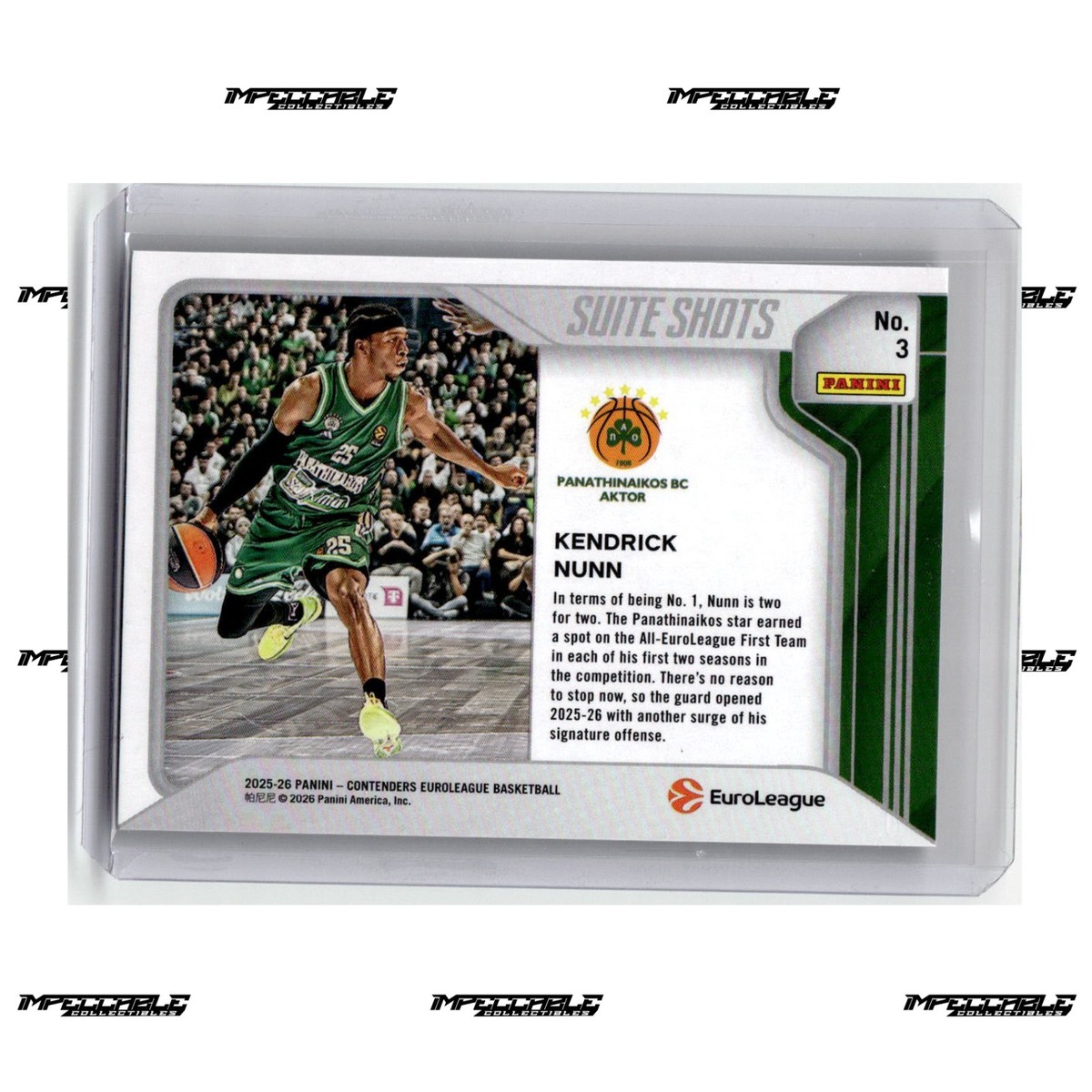 2025-26 Panini Contenders EuroLeague - Suite Shots #3 Kendrick
