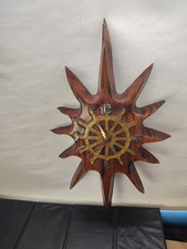 Vintage Wooden Hand Made Star Clock . For Parts. Needs Motor And Arms.