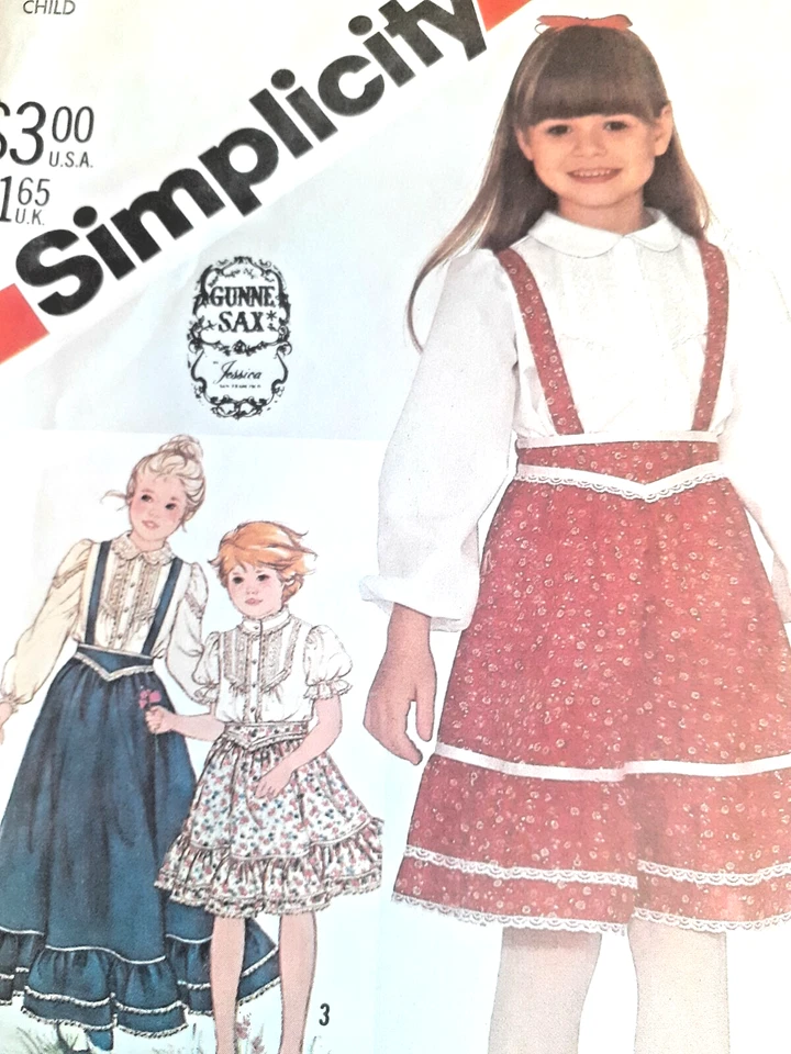 Simplicity 5628 Jumper Bib Skirt Top Sewing Pattern Girls 5 UC FF VTG Gunne Sax - Image 2 of 4