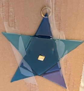 Higgins Glass Fused Art Glass Star Ornament — Blue Teal Purple — Dichroic Center