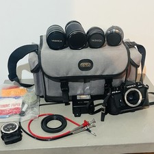 YASHICA FX-3 Super 2000 Photography Camera With 4 Lenses/bag/accessories Works!