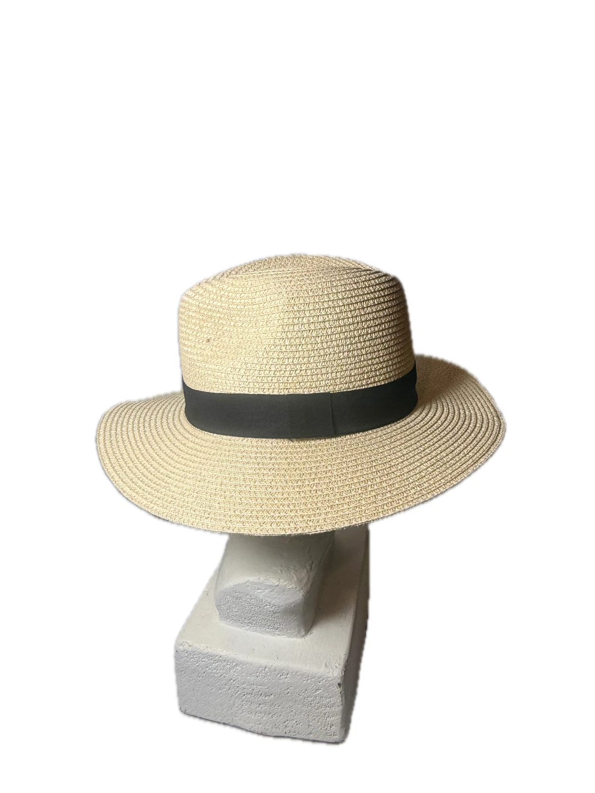 Straw Panama Style Jacobson Hat Natural Woven Sun Hat Black Band
