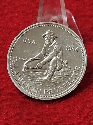 1984 AMERICAN PROSPECTOR 1 TROY OZ .999+ FINE SILVER ROUND ENGELHARD #T1880