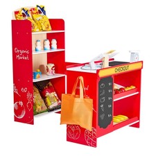 Kids Grocery Store Playset with Cash Register Moving Conveyor Belt