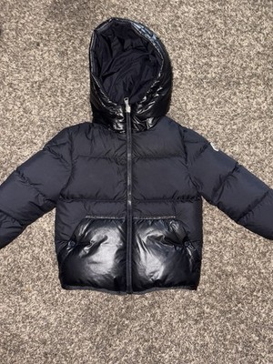 Moncler Navy Black Mixed-Material Puffer Jacket with Hood , size 4