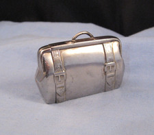 FIGURAL LEATHER TRAVEL BAG ANTIQUE VESTA CASE MATCHSAFE MATCH BOX