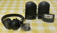 Sony Walkman SRF-M37W Portable AM/FM Radio  Weather, Desk Speakers  Headset
