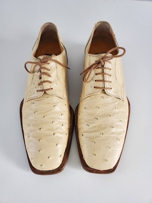 Dee Mens Italy Handmade Ostrich Leather Derby Dress Shoes  display picture 1