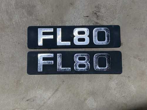 1992-2005 Freightliner FL80 Hood Emblem Pair Black Adhesive Attachment