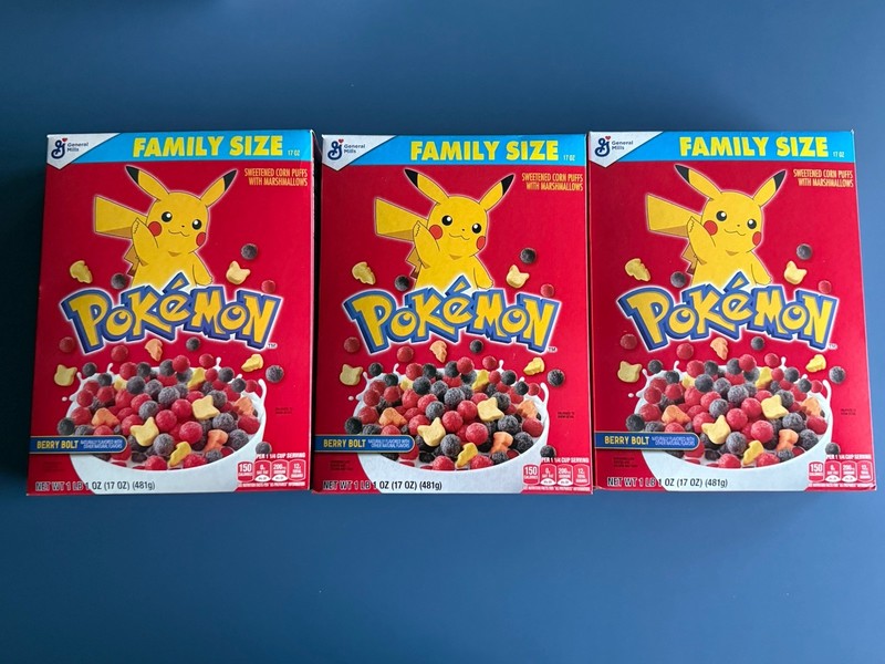 3x General Mills Pokemon Cereal Puffs, Berry Bolt - 17oz