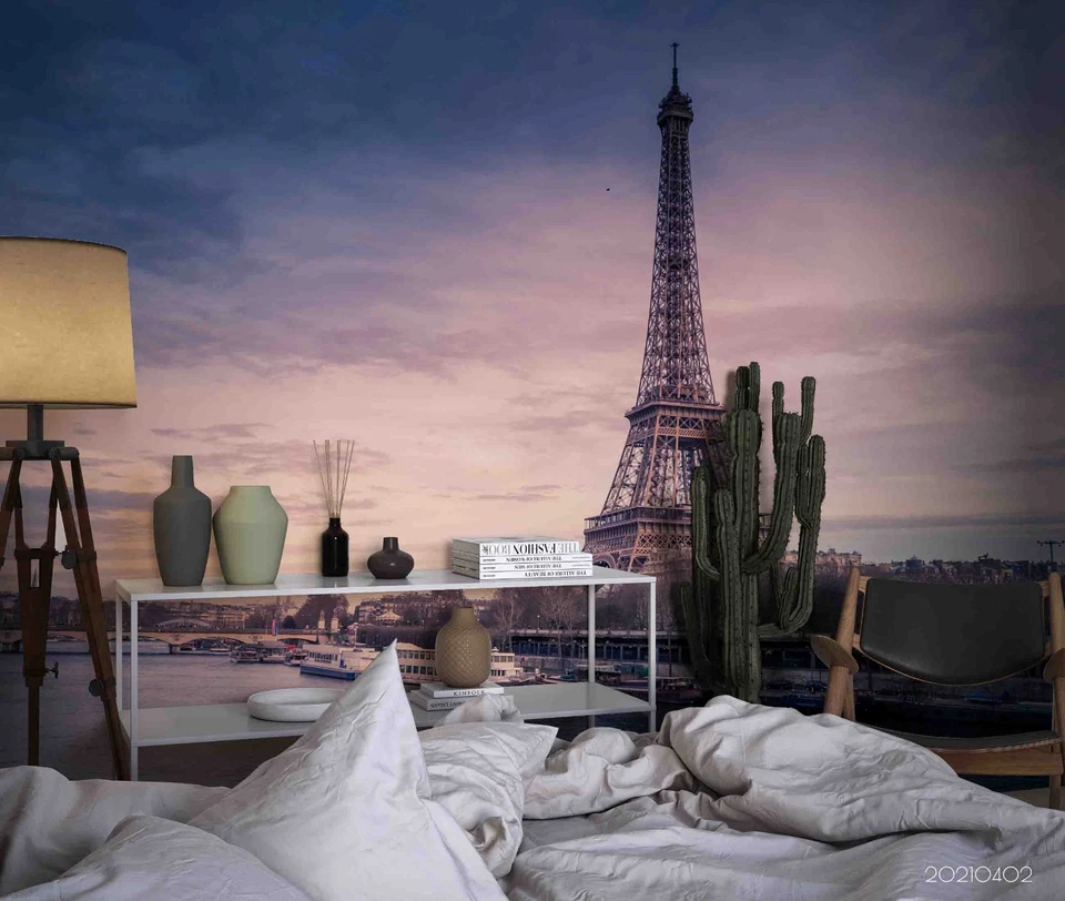 3D Paris Eiffel Tower Landscape Wall Murals Wallpaper Murals Wall Sticker - Image 2 of 4