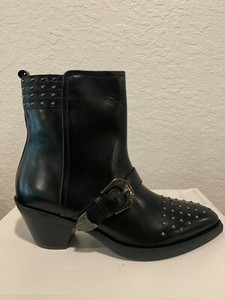 black leather western booties