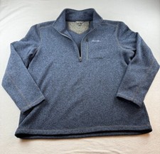 Eddie Bauer 1/4 Zip Pullover Fleece Sweater Mens XL Blue Outdoors Pocket