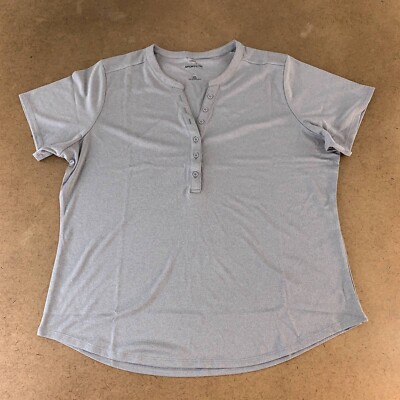 Sport-Tek Womens Shirt Top Activewear Tops Gray Polo Button Plus XXL New