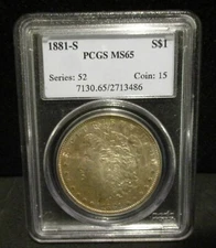1881-S Morgan Silver Dollar - PCGS MS65 - Great 2 Sided Toner!  3486