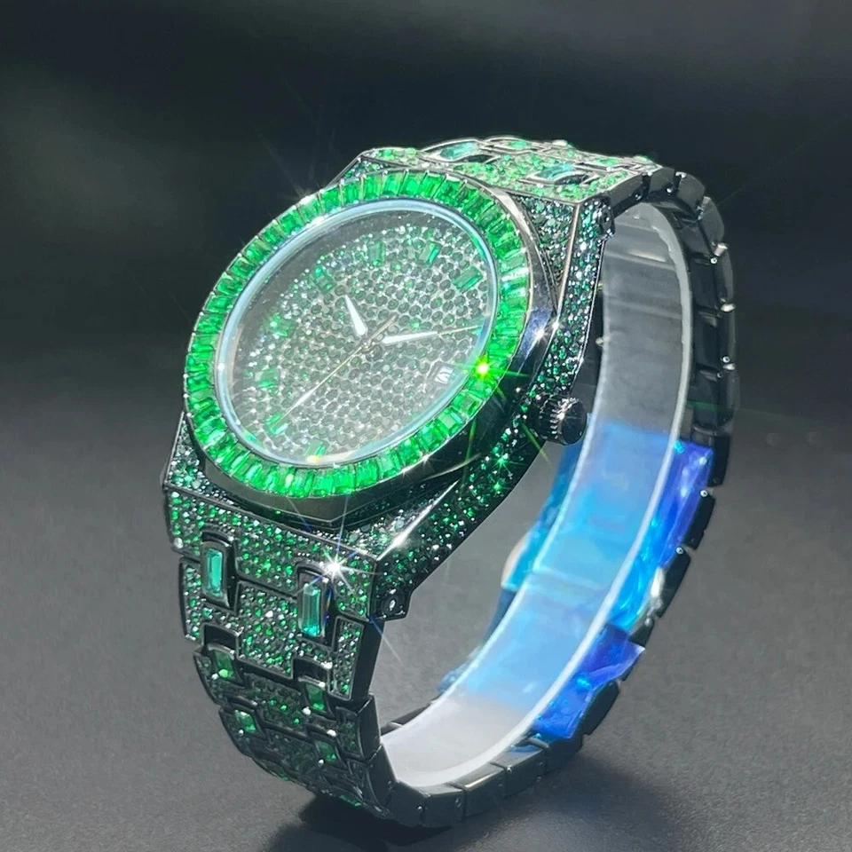 Mens Luxury Diamond Watch Hip Hop Unique Iced Out Luminous Wristwatch Gift - image 4 of 4