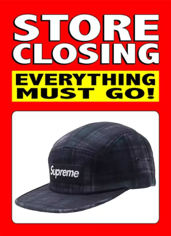 Casquette de camp Supreme Plaid noire vintage bogo STORE FERMETURE GRATUITE !!