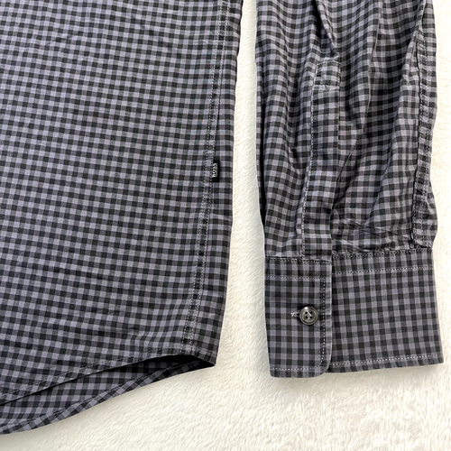 Camisa Hugo Boss Para Hombres XL Gris Negra Cuadros Cuadros Ronny Calce Ajustado Abotonada Diseñador - Imagen 3 de 7