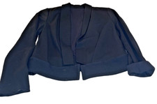 Trina Turk Womens Blazer 10 Black Open Jacket Cropped Tuxedo Look Work Wear