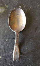 Antique Community Flate Silver Plate Patterned Baby Spoon Curved Handle Vintage