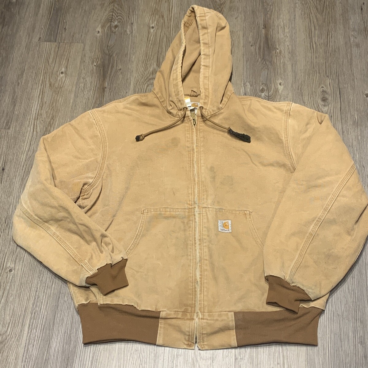 Vintage Carhartt Mens Zip Up Workmen Jacket Size L Brown J131-BRN 