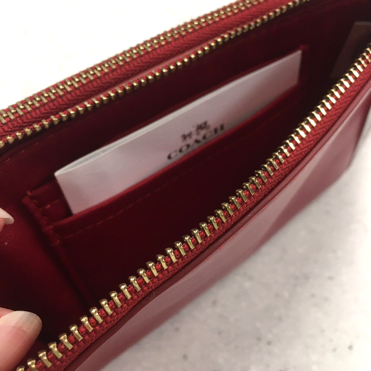 Coach F64581 Classic Red Smooth Leather Double Corner Zip Wallet