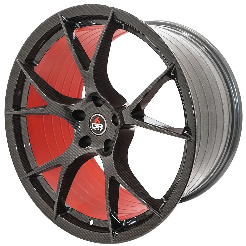 20'' Project 6GR Ten Spoke Wheels Carbon Fiber Dip Red Barrel Ford