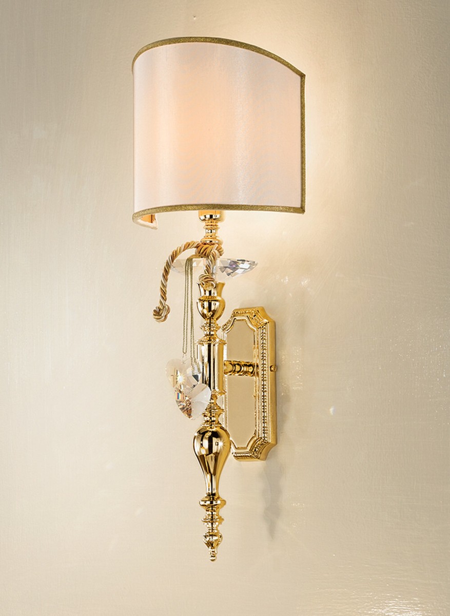 Lampada da parete Alsen, lampada da parete regolabile in metallo/legno/ tessuto in nero/oro/natura, lampada dal design moderno con paralume regolabile ( 12 cm), 1 luce, 1 x E14, senza lampadina