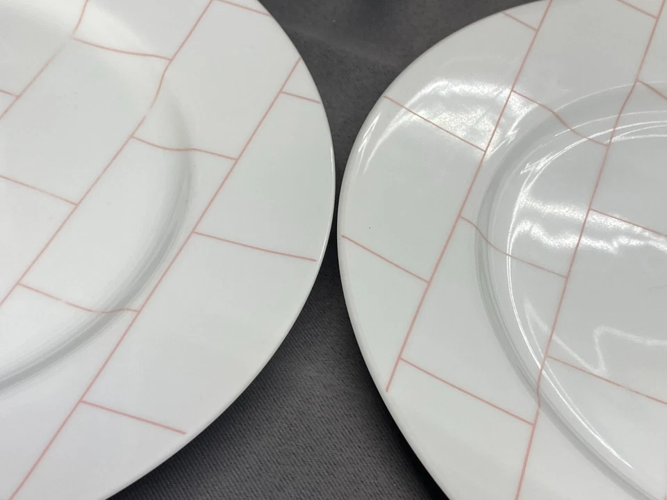 Sasaki "GRIDLOCK PINK" Patino Wolf ~ Japón ~ Juego de 6 ~ Platos de Cena ~ 10 3/4" Foto 4 de 4