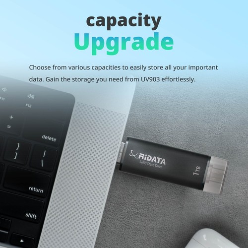 Ridata UV903 External Portable SSD USB 3.2 Gen 2 OTG USB C & USB A Upto 1050MB/s - Picture 3 of 7