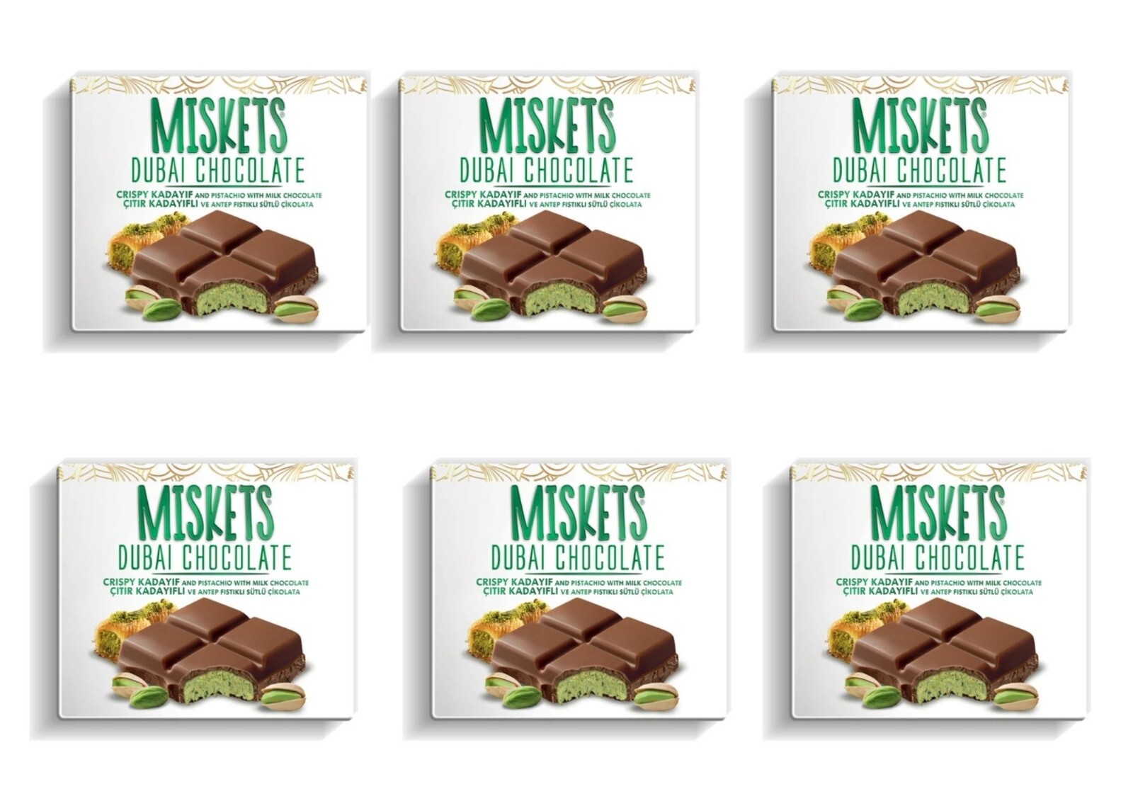 6 Stck. Dubai Schokolade 6x100g / ( EURO 65,00 / Kg )