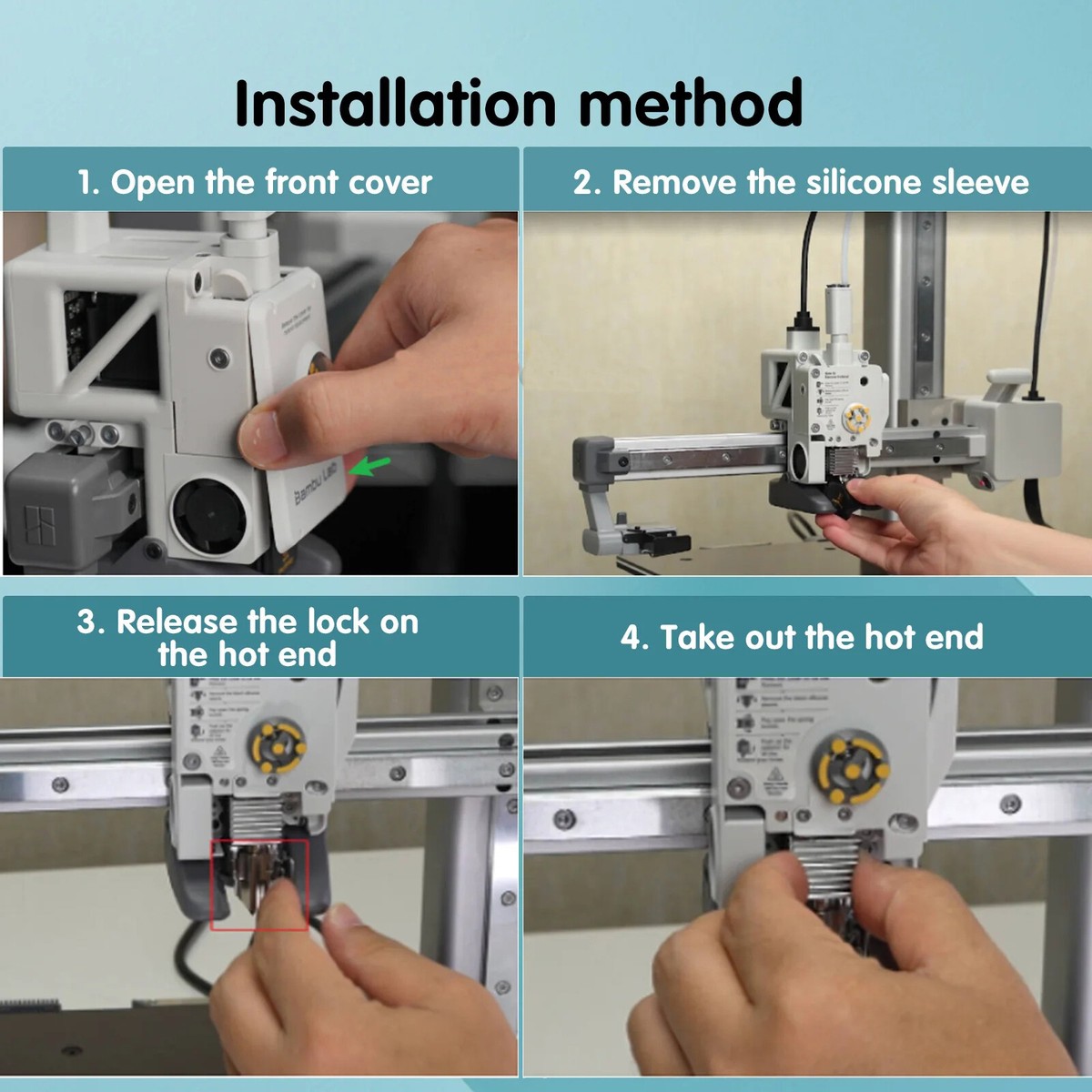 Kit Hotend Acciaio Temprato Hotend Stampante 3D Per A1/A1 Mini - Kit Ugello Rimovibile In Acciaio Temprato 0.4mm Bambu Lab A1 Mini - Foto 6