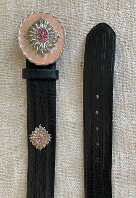 Landes Signature Italian Leather Black Western Concho Belt  display picture 3