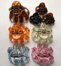 Delsol Round Oval Hair Claw Jaw Clip Wavy Teeth Transparent Color Made in France