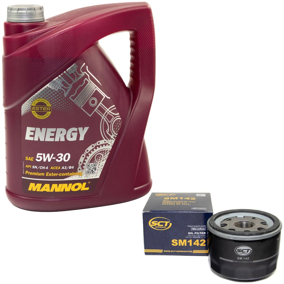 MANNOL Motoröl Set 5W-30 5 Liter + Ölfilter SM 142 für Dacia Nissan Opel Renault Clio