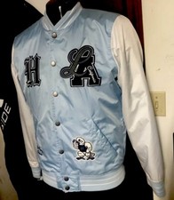 Hollister LA Los Angeles Cali Powder Blue Bomber Letterman Varsity Jacket Mens M