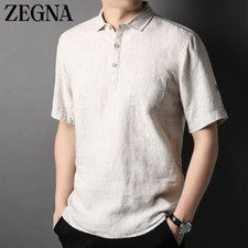 eZEGNA  Men's linen short-sleeved shirt