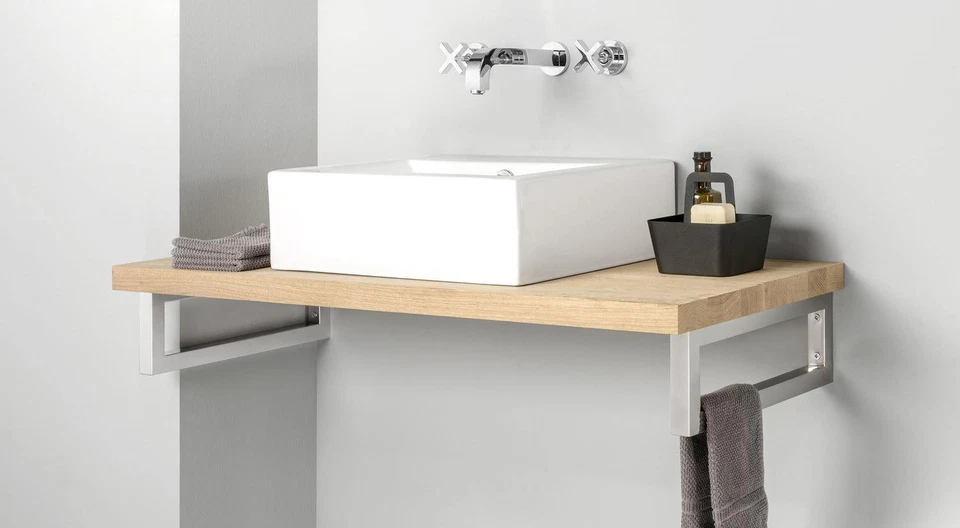 2 SOPORTES DE ACERO INOXIDABLE CEPILLADO PARA LAS ENCIMERAS DE LOS LAVABOS, S... - Imagen 2 de 4