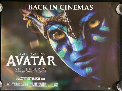 Avatar ORIGINAL Quad Movie Film Cinema Poster James Cameron 2022 Re-release