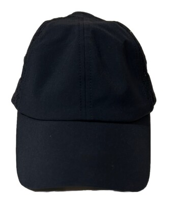 Layer 8 Hat Cap Running Women One Size Black Mesh Lightweight Hook Loop Strap