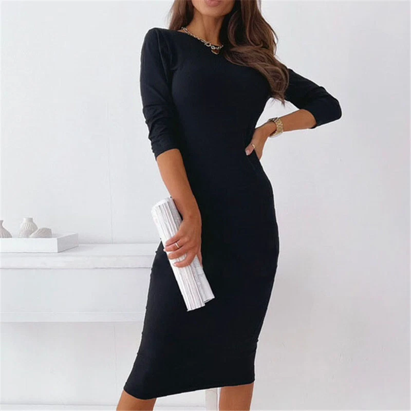 Black long sleeve pencil dress sales