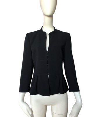 MARELLA Italy Black Acetate Slim Fit Hook and Eye Blazer Jacket Size 6 US