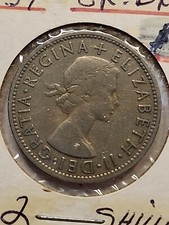 1954 Elizabeth II Two Shillings/Florin, circulated A-20