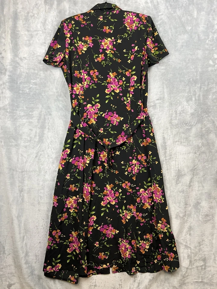 Vestido Floral De Colección Años 90 Para Mujer’s 16 Miss Dorby Botón Cottagecore Manga Corta Cinturón Foto 2 de 4