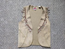 Vintage Miller Suede Leather Western Cowboy Vest Xl Womens Fringe Indian Rrl