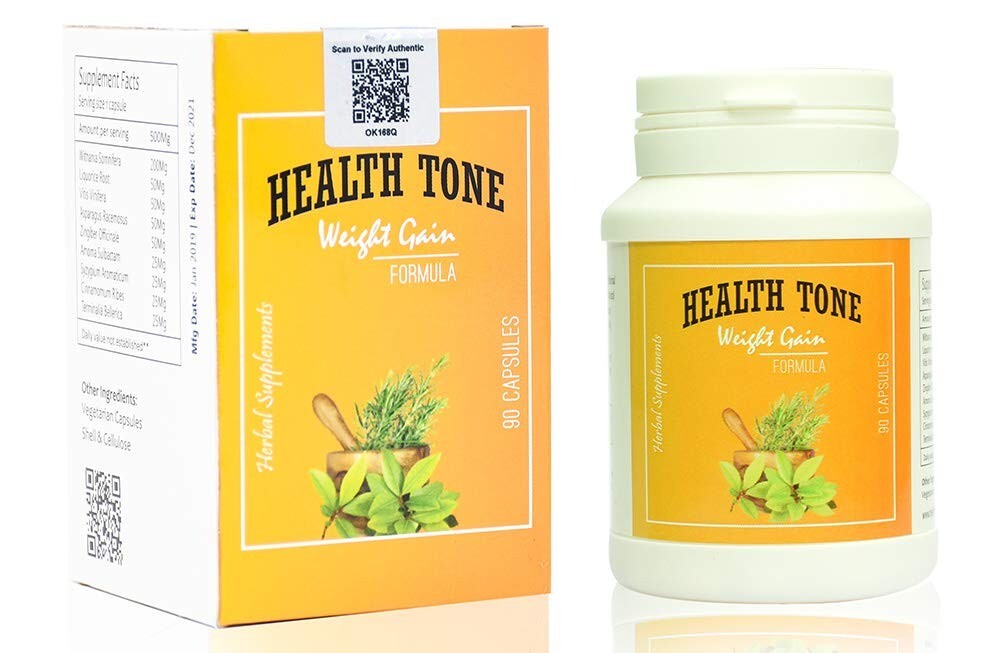 Health Tone Herbal Weight Gain Capsule|Muscle Gain 500Mg,90 Count|For Men/Women