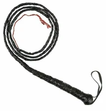 6’ Black Leather BULL WHIP Cosplay Cowboy Rodeo Novelty LARP Costume Prop Weapon