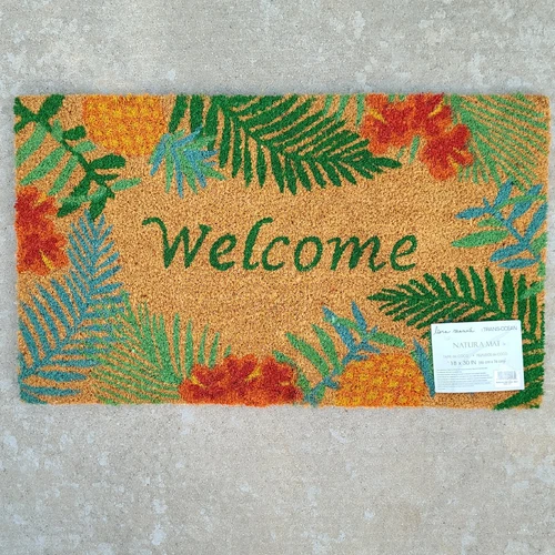 Welcome Mat Tropical Theme 18" x 30" 100% Coir Transocean ~NEW FREE SHIPPING - Picture 1 of 5