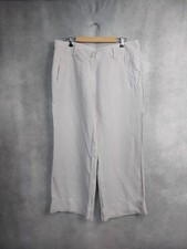 POETRY TROUSERS SIZE 20, OFF WHITE LINEN, WIDE, STRAIGHT LEG.  USED GC