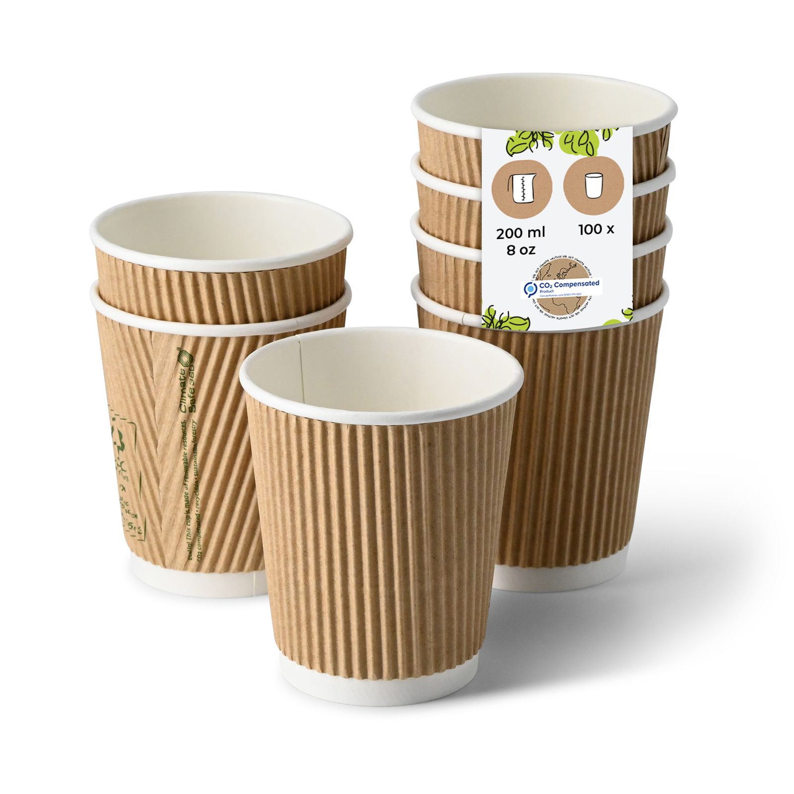 BIOZOYG Riffelbecher aus Pappe (beschichtet), Coffee to go Becher